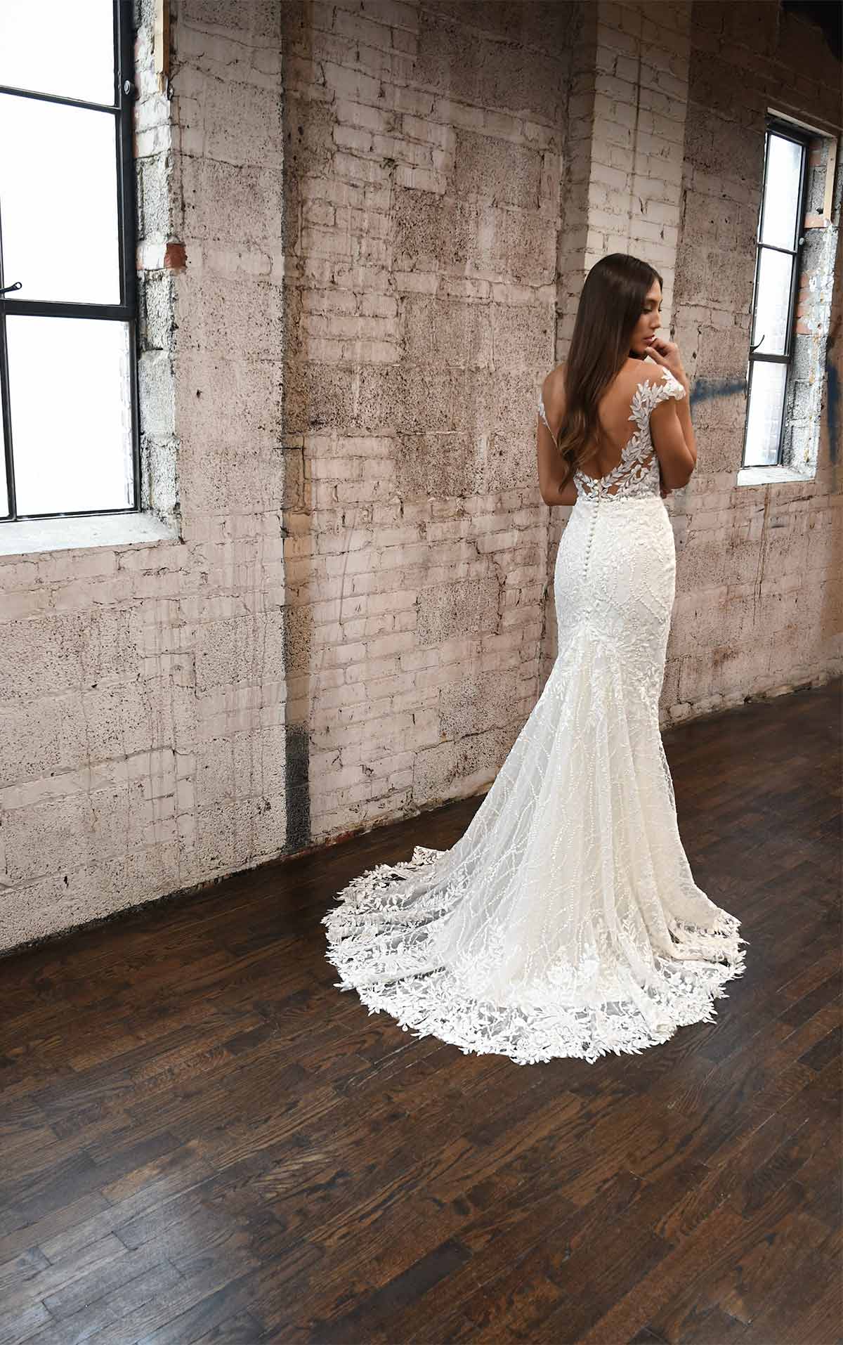 1303 Romantic and Sexy Lace Wedding Dress with Modern Detail  by Martina Liana