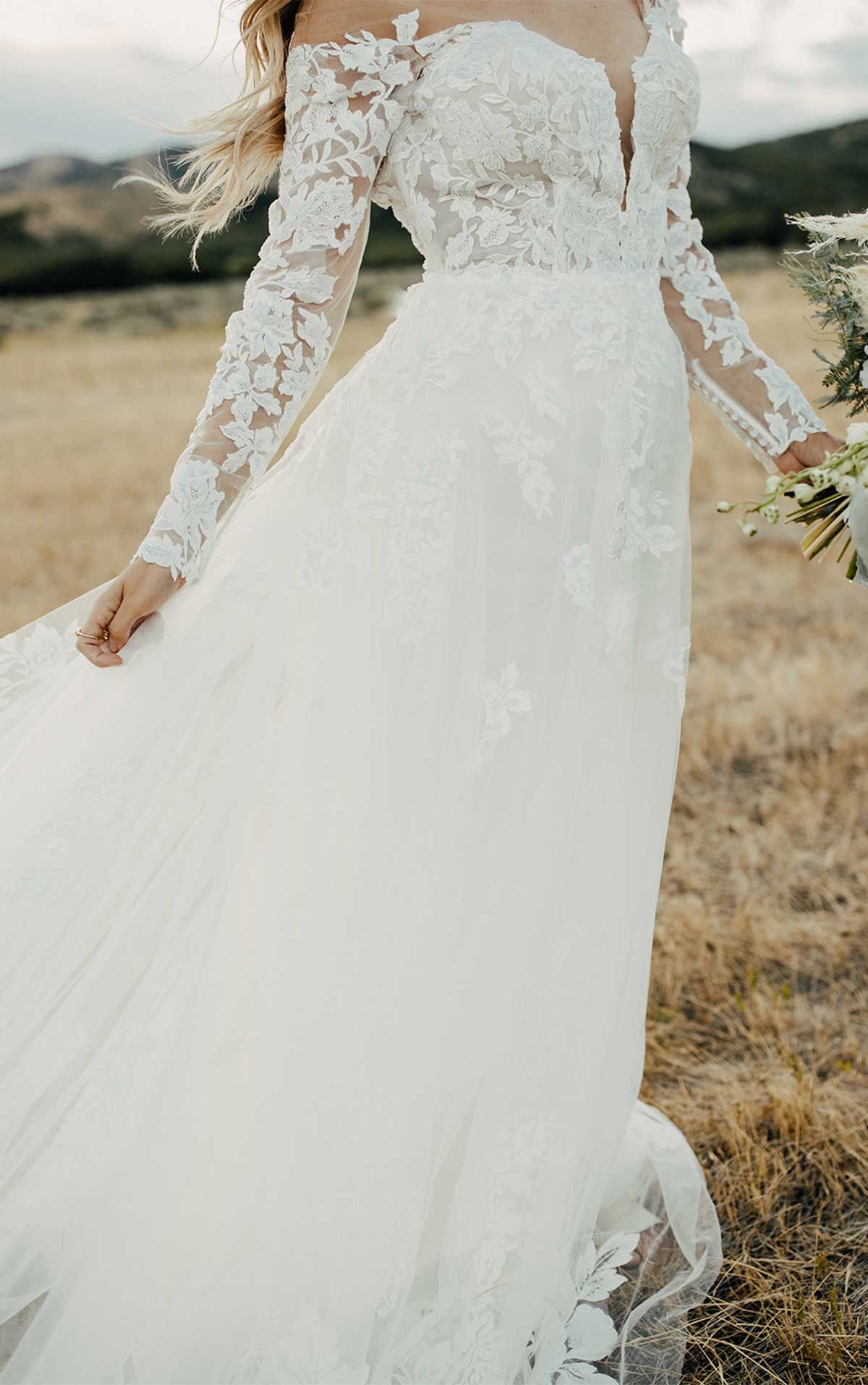 1337 Bold and Classic Lace Wedding Dress with Sleeves by Martina Liana