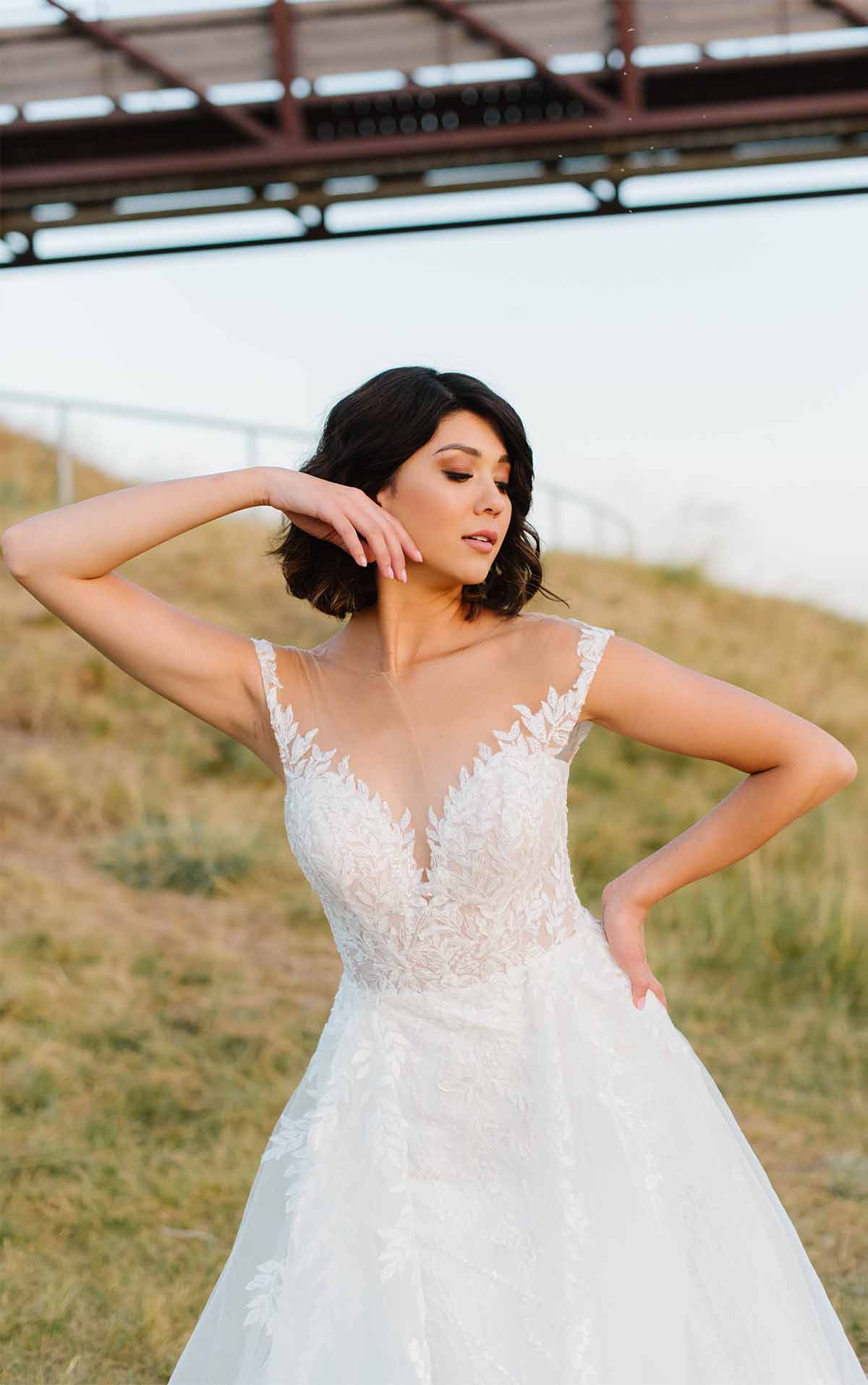 1303 Romantic and Sexy Lace Wedding Dress with Modern Detail by Martina Liana