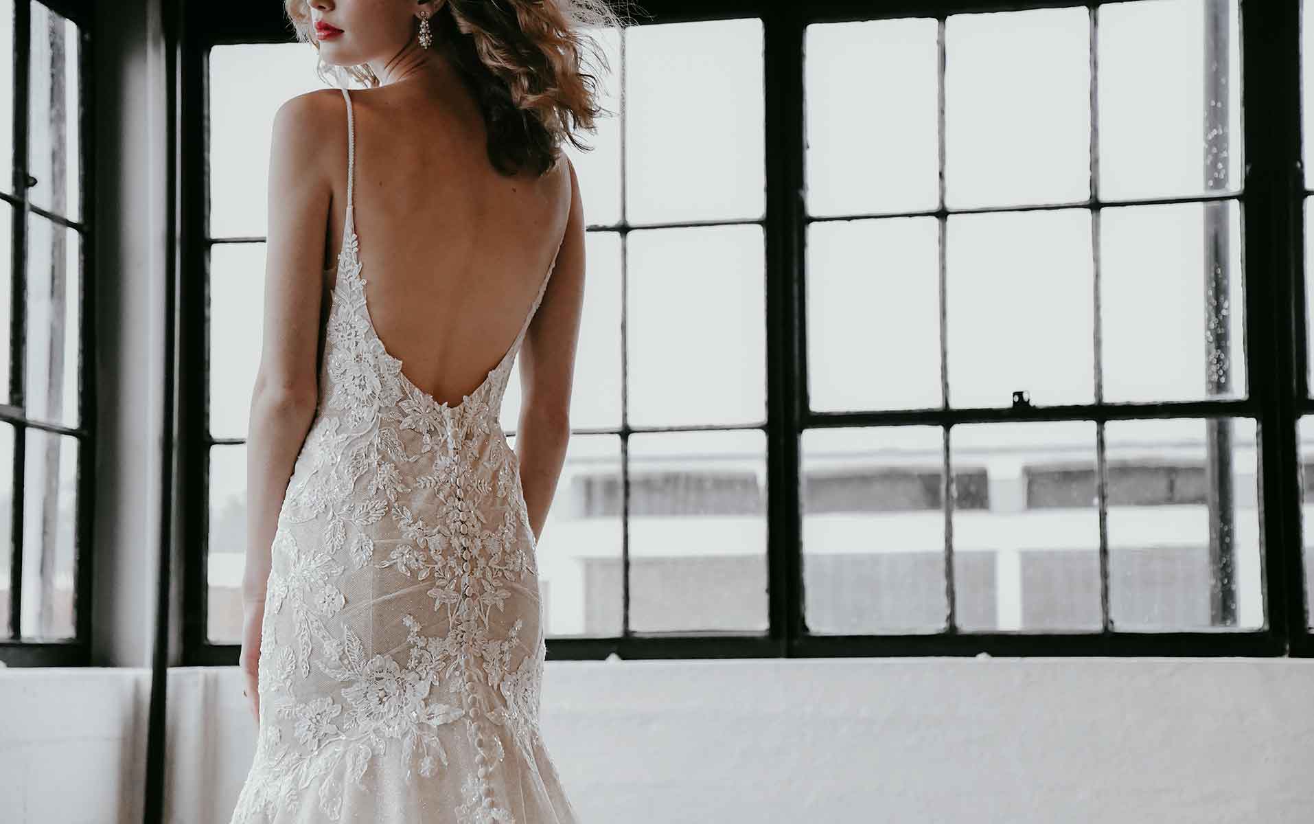 1301 Sexy Organic Lace Wedding Dress with Sparkle Elements  by Martina Liana