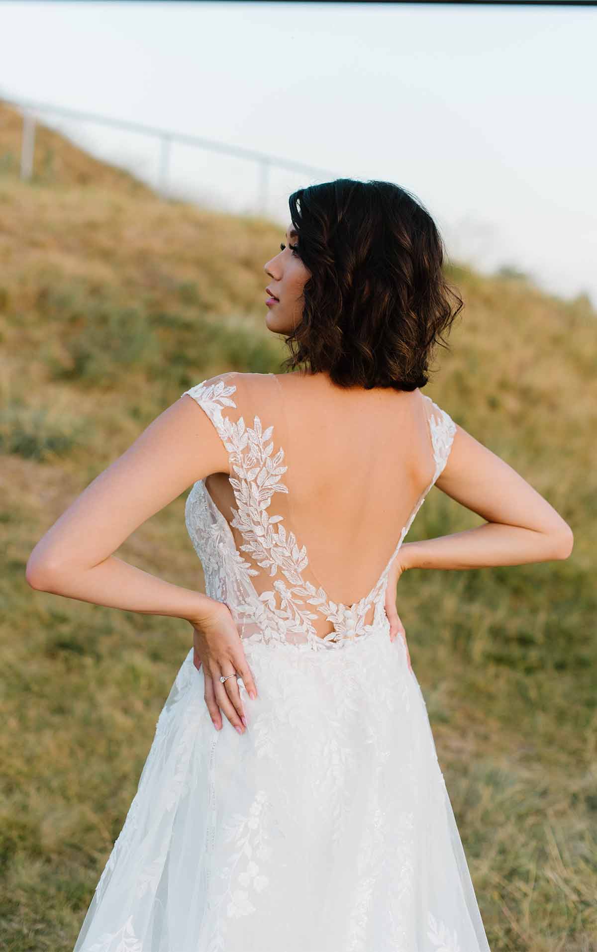 1303 Romantic and Sexy Lace Wedding Dress with Modern Detail by Martina Liana