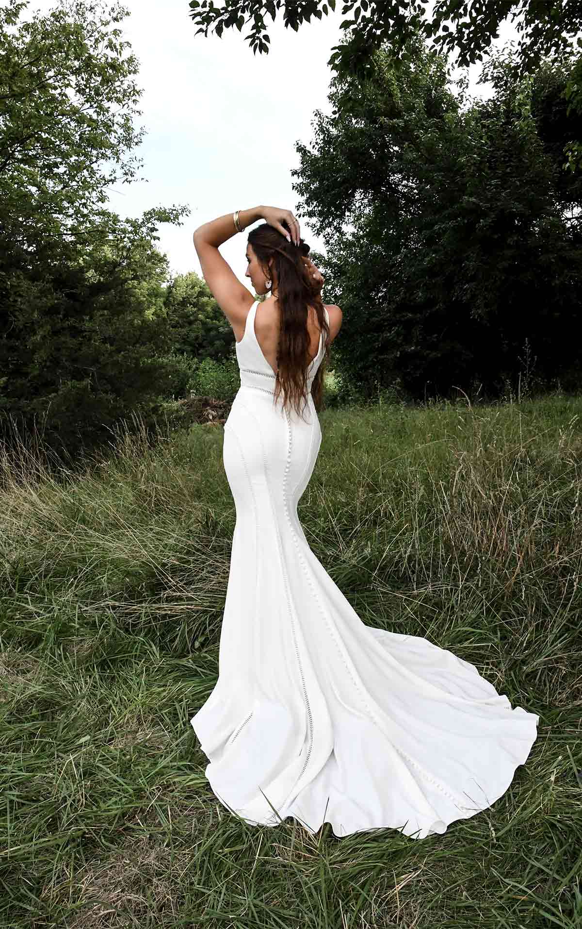 RORY Casual Summer Boho Crepe Wedding Dress with Deep-V Neckline by All Who Wander