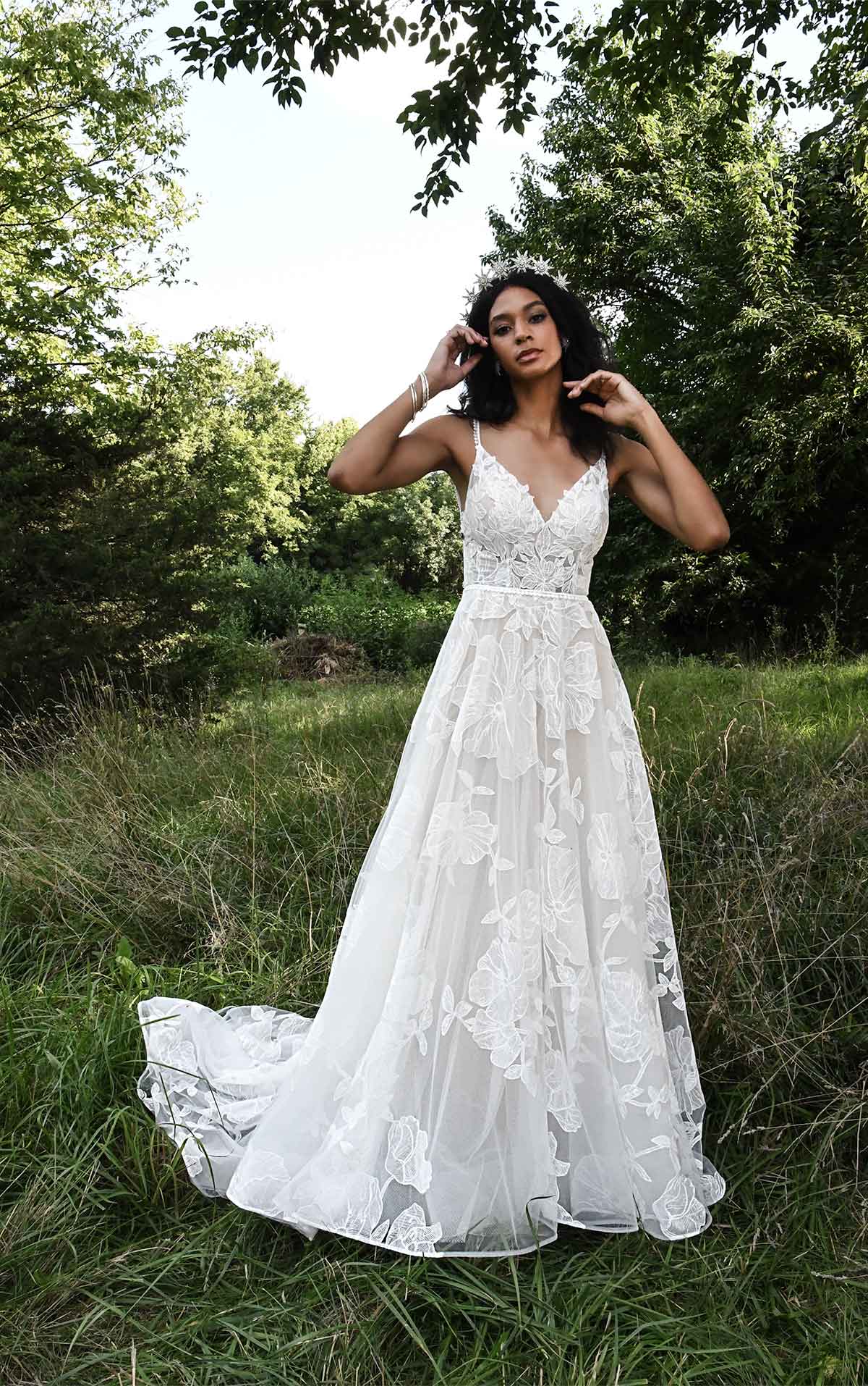 ASPEN Dreamy Boho Wedding Dress with Open Back and Botanical Lace Details by All Who Wander