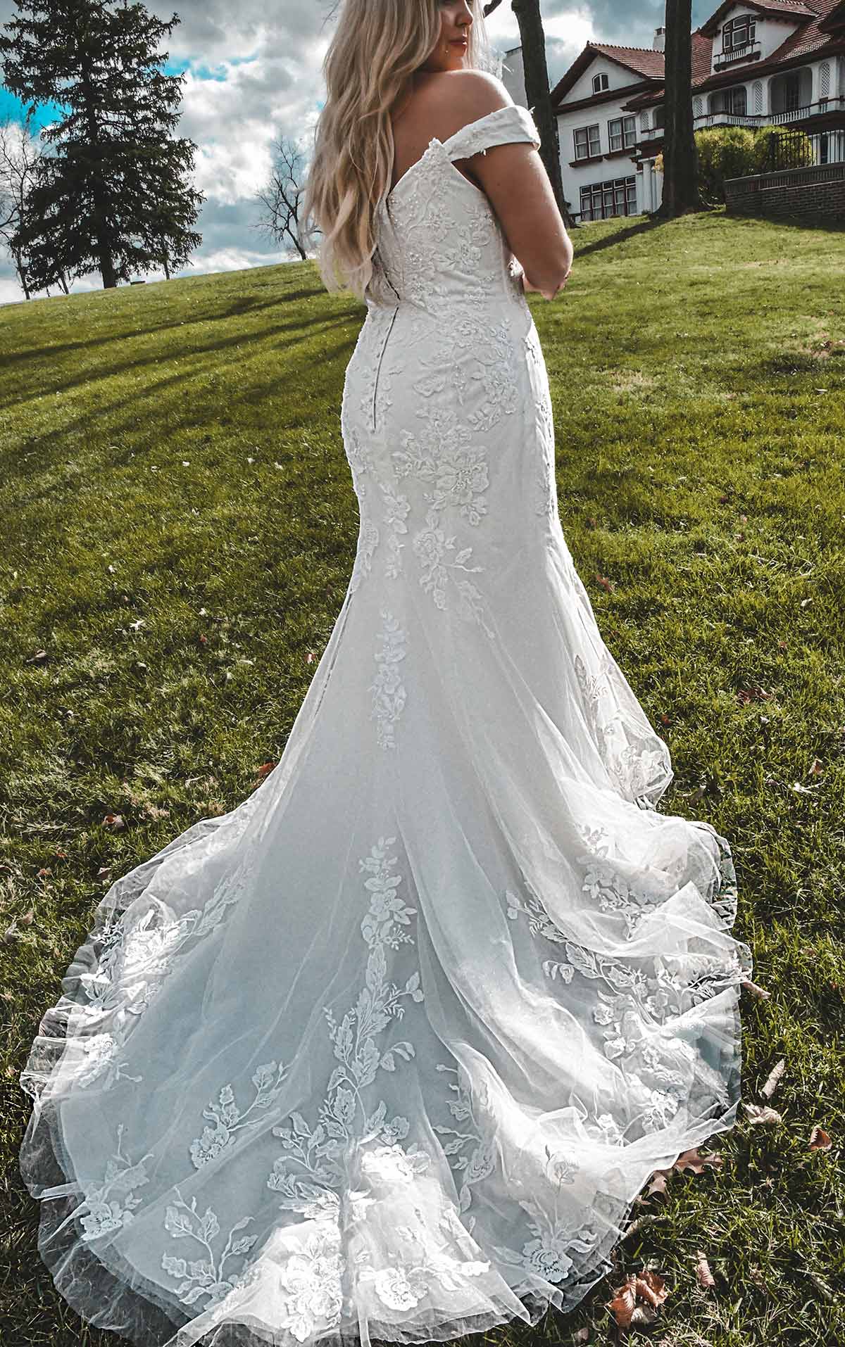 7272+ Off-Shoulder Plus Size Wedding Dress with Shimmer by Stella York