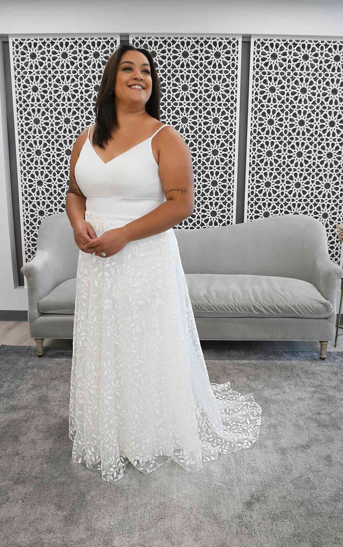 7283+ Clean Beach A-Line Plus Size Wedding Dress by Stella York