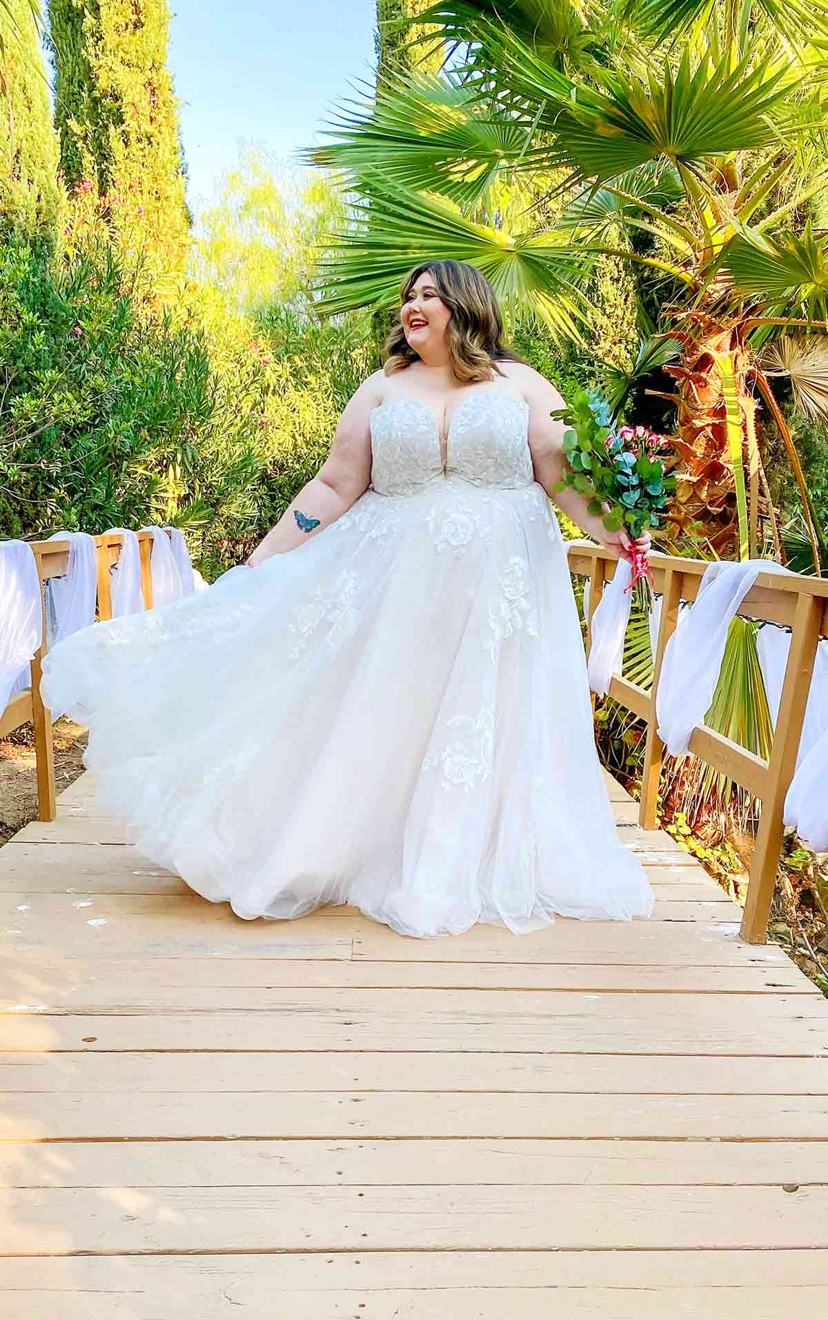 7288+ Romantic Strapless Plus Size Wedding Dress with Sparkle by Stella York