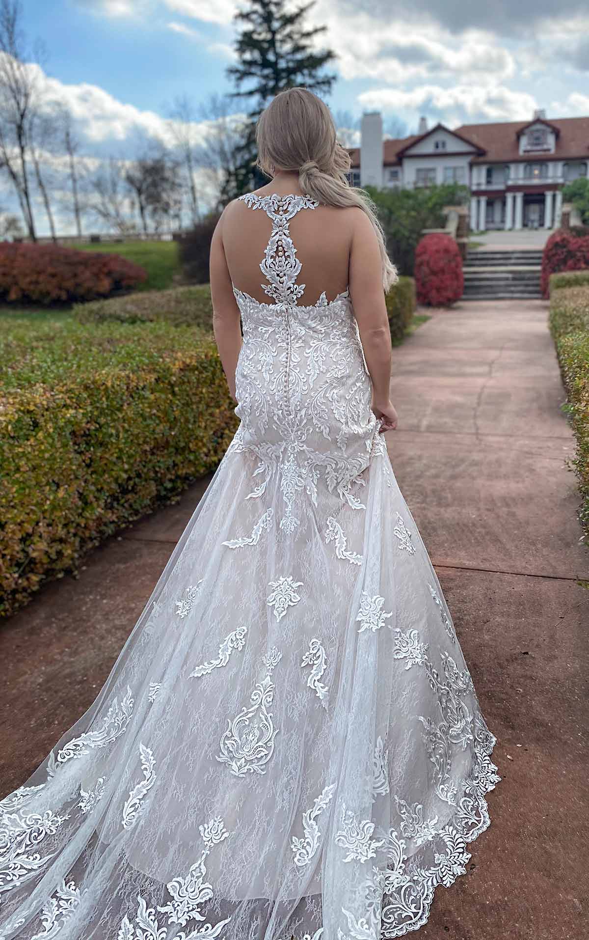 7261+ Lace Halter Plus Size Wedding Dress with Back Detail by Stella York