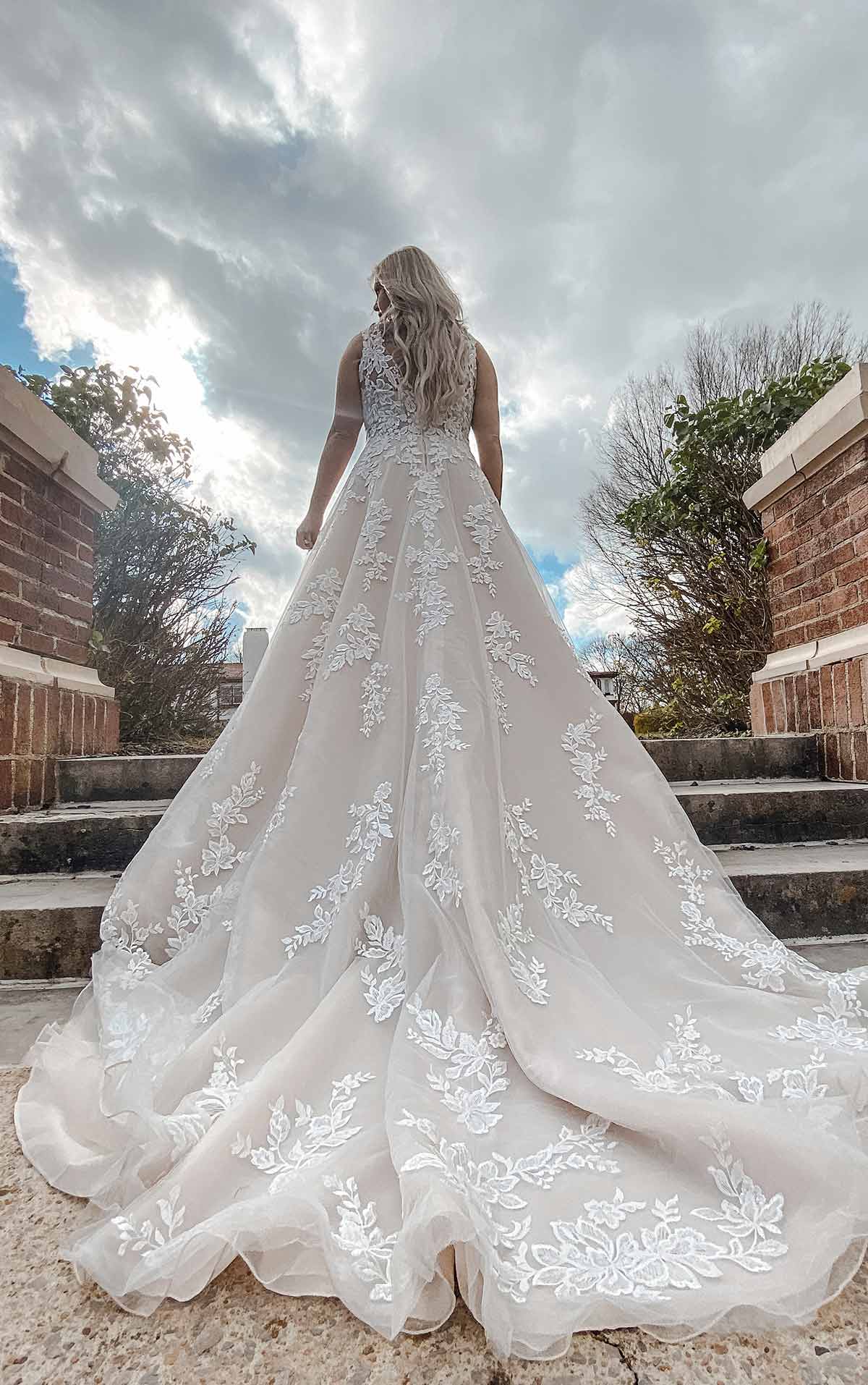 7169+ Romantic Lace Plus Size Wedding Dress with Long Sleeves by Stella York