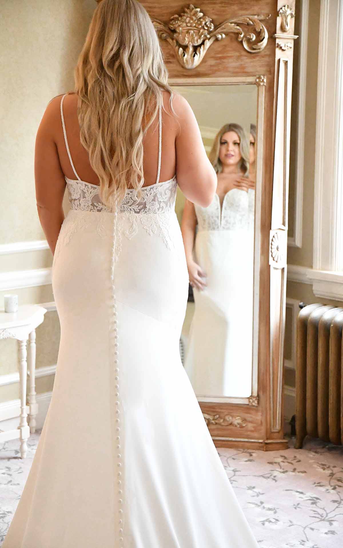 7185+ Clean Modern Plus Size Wedding Dress with Sheer Bodice by Stella York