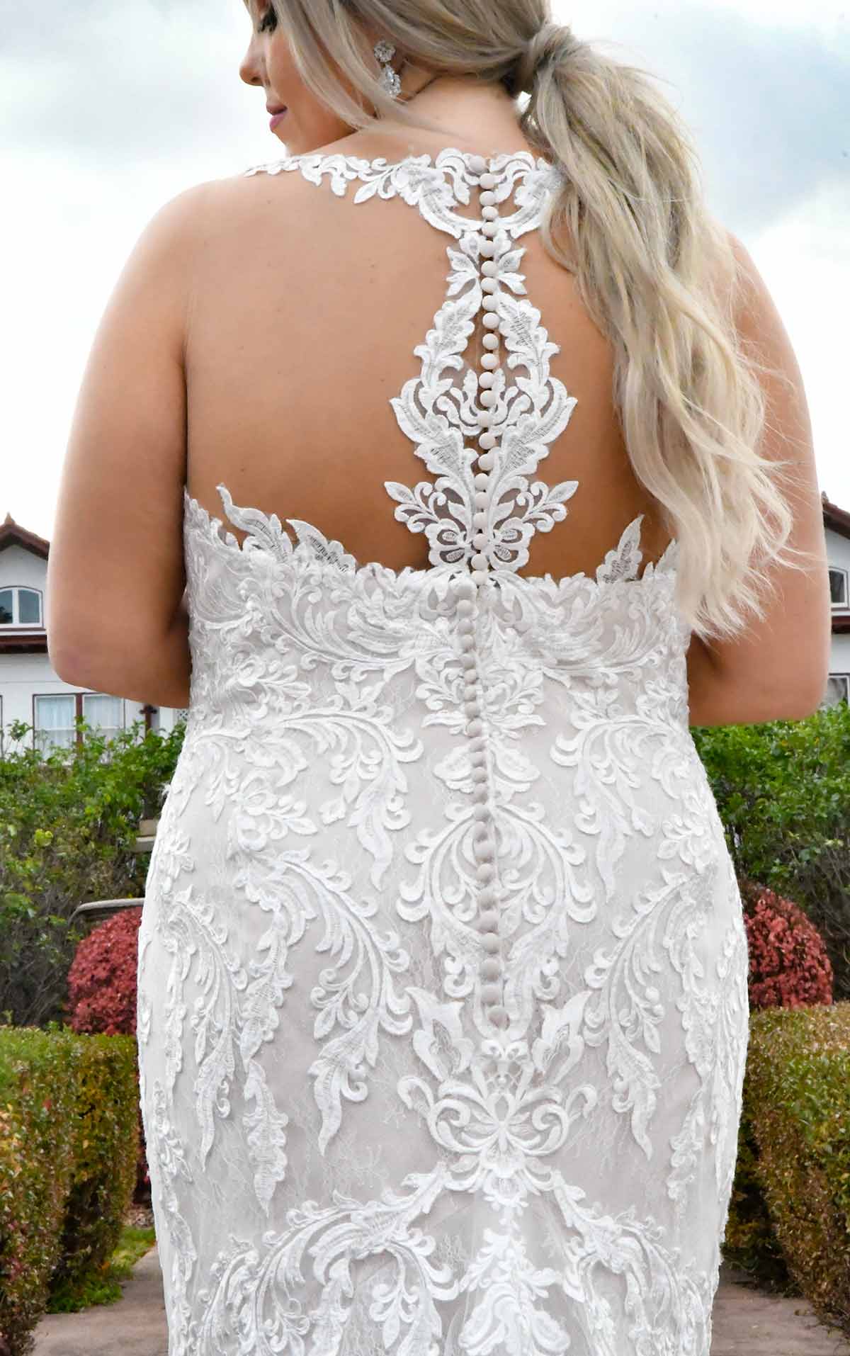 7261+ Lace Halter Plus Size Wedding Dress with Back Detail by Stella York