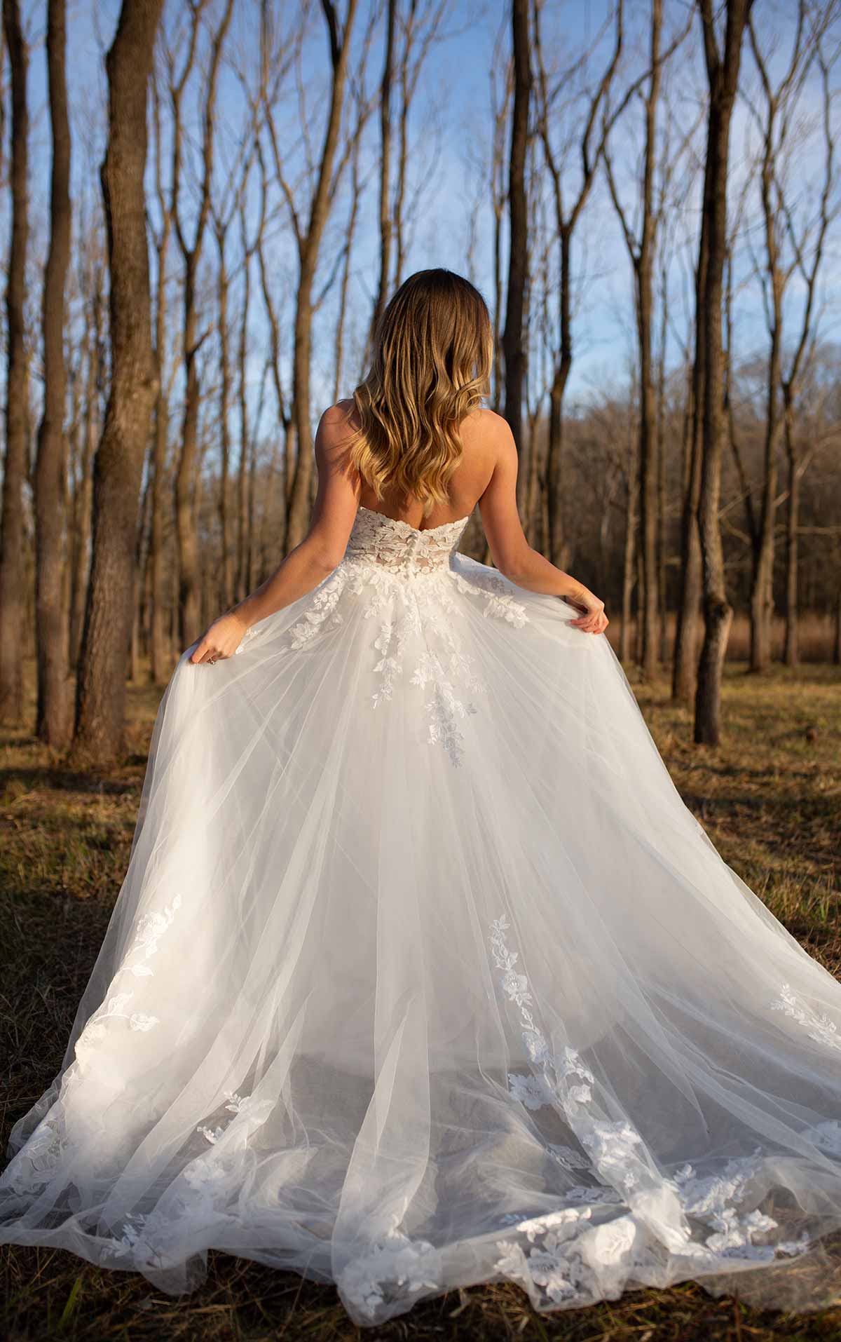 7293 Strapless Sweetheart Lace Wedding Dress with Sheer Back by Stella York