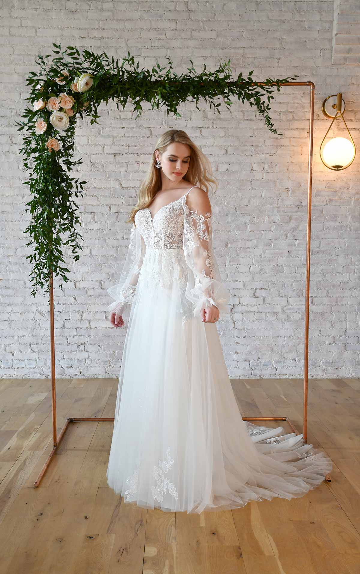 7294 Boho Long-Sleeve Off-the-Shoulder Wedding Dress  by Stella York