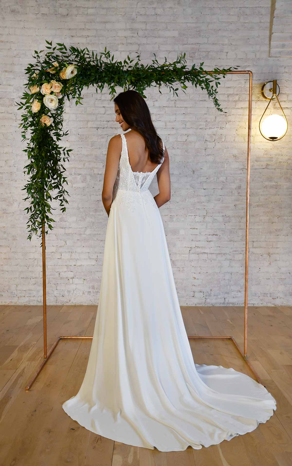 7356 Sparkling V-Neckline Wedding Dress with Simple Skirt by Stella York